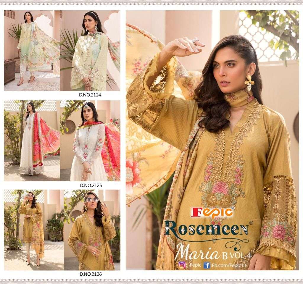 FEPIC PRESENTS ROSEMEEN MARIA B 4 EMBROIDERED LAWN COLLECTION WHOLESALE PAKISATNI SUITS